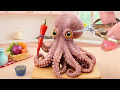Best Of Cooking Seafood - Miniature Fried Octopus Karaage Japanese Style | Mini Kitchen