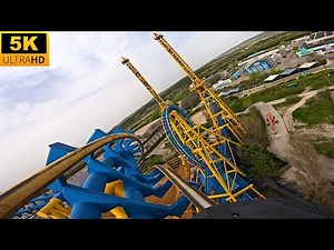 Stunt Fall POV 5K GIANT INVERTED BOOMERANG Parque Warner Madrid, Spain