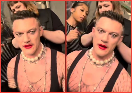 Luke Evans serves sweet transvestite in fishnets & thigh-highs in The Rocky Horror Picture Show