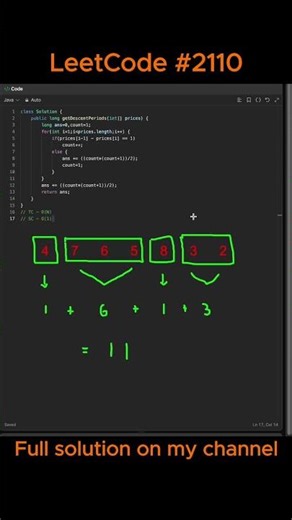 Daily LeetCode #2110 Number of Smooth Descent Periods of a Stock #shorts #leetcode #java