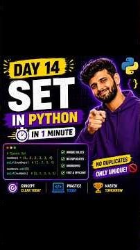 Day 14 | Python Set Explained in 1 Minute 🔥 | No Duplicate Values