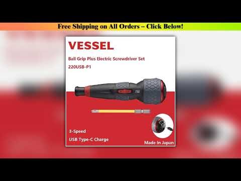 VESSEL 220USB-P1 Ball Grip Electric Screwdriver Set with PH2 Driver Bit LED Light 3-Speed USB