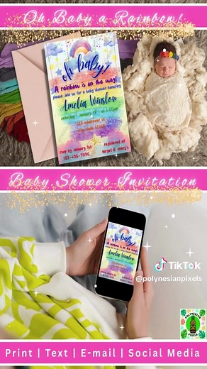 Oh Baby a Rainbow Baby Shower Invitation Template Editable baby...