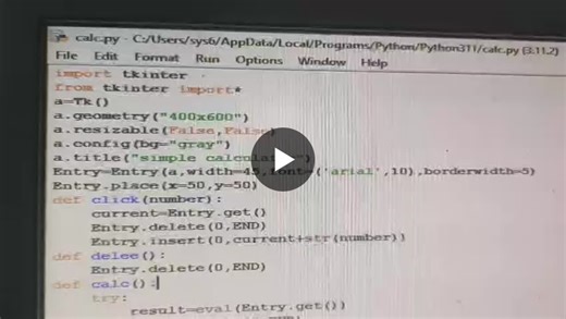 hi friends “I created a calculator program using Tkinter.” Python | Sankar Keerthi