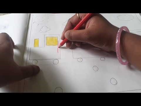 How to draw easy and simple train drawing for kids step by step