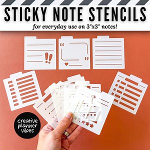 Sticky Note Stencils 3" X 3" | Set of 9 | Post-it Note Templates - Etsy