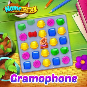 63K views · 2.4K reactions |  Make matches or activate power-ups near the Gramophone three times to wind it up. Collect the notes it produces but be aware that they change the color of pieces with every move. Look for it in the game!  | Homescapes | Facebook