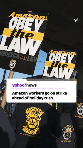 62K views · 858 reactions | Amazon workers at seven delivery hubs are on strike less than a week before Christmas, after the company refused to meet with the Teamsters union for contract negotiations. Amazon says it doesn't expect the strikes to impact holiday shipments. Read more: https://yhoo.it/3DuKcC0 | Yahoo News | Facebook