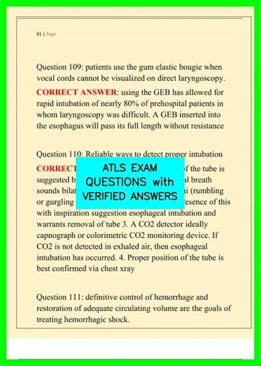 ATLS EXAM QUESTIONS with VERIFIED ANSWERS video
