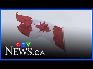 Massive 150-foot flag pole and Canadian flag flies in Barrie