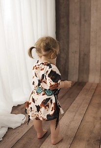 Girls Western Cowprint Fringe T-shirt Dress: Boho Horse Tunic - Etsy