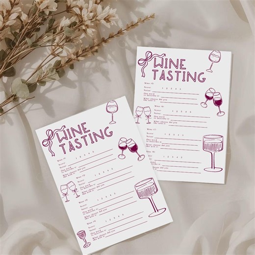 Wine Tasting Scorecard Set: Date Night Ideas, Wine Blind Tasting Game, Wine Scoring Sheets, Wine Tasting Card - Etsy