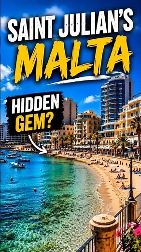 🌊 Saint Julian’s Beach Malta 🇲🇹 | Crystal Clear Water & Beautiful Coastal Walk #travel #europe