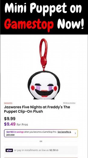 Jazwares FNaF 4” Puppet Plush on Gamestop Now! #fnaf #jazwares #gamestop #puppet #marionette #fnaf2