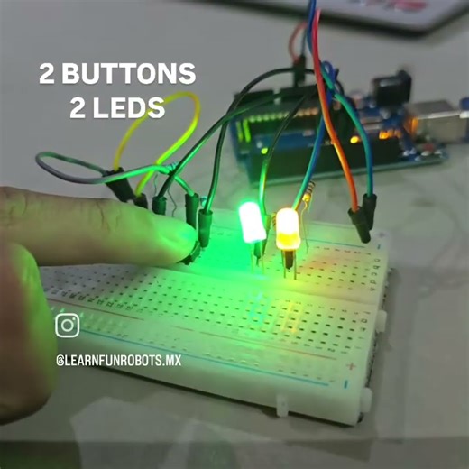 Encendido y apagado de 2 botones com 2 leds#programming #robotics #arduinoprojects #arduino