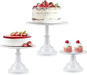 3PCS White Cake Stand Round Metal Cake Holder Dessert Cupcake Stand for Wedding Birthday Party Baby Shower Home Decoration