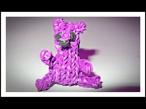 Rainbow Loom Charms - 3D Teddy Bear: How to make with loom + bands