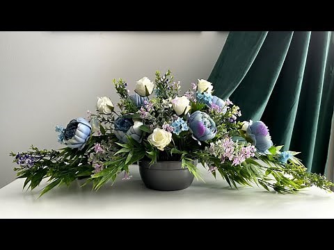 Kompozycja z kwiatów sztucznych || Jak zrobić stroik na grób || Wiązanka nagrobna | Piwonie | Peonie
