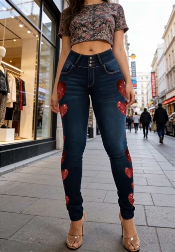 Blue jeans print heart pattern #jeans #trending #fashion #comfy #soft