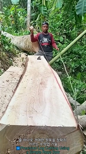 Precision Log Cutting Using a Simple Rope Saw
