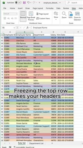 Keep Excel Headers Visible While Scrolling 📊 #excel #exceltips #productivity #excelshortcuts