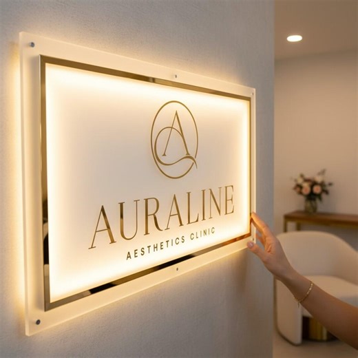 Light up 3D Acrylic Business Logo Sign | Backlit Custom Salon Wall Signage - Etsy