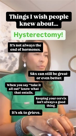 #hysterectomy 🗣️It’s not always the end of hormones! Only removing the uterus doesn’t mean automatic menopause. If ovaries are left in place, hormones can remain at acceptable levels to not cause symptoms right away. While you may go through menopause slightly earlier because of less blood supply to the ovaries after a hysterectomy, it won’t be automatic unless the ovaries are removed! 🗣️Sex can still be great—or even better. Many women report improved intimacy once pain or bleeding is gone. I