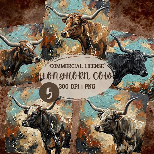 Brushstroke Longhorn PNG Bundle | Western Bundle Sublimation | Cowboy Graphics | Cow Bundle PNG | Western Graphics | Punchy PNG | Rodeo Png - Etsy