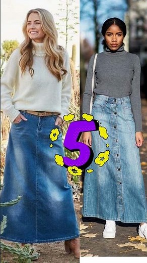 Denim Skirt 2023 Outfits Ideas, How to Style Long Denim Skirt, Looks and Fashion Trends Spring 2023