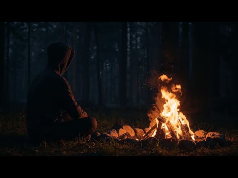Cozy Campfire at Night. Crickets & Fire Sounds for Sleep 🔥