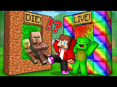 JJ and Mikey VS Villagers: Secret Portals Battle in Minecraft - Maizen