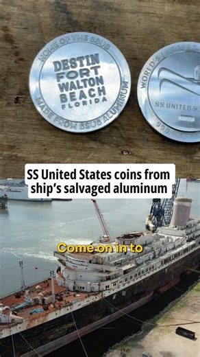 SS UNITED STATES: Commemorative coins crafted from aluminum salvaged from the SS United States are being manufactured at Northwest Florida State College, the result of a collaboration between the college’s CNC department and Okaloosa County’s Natural Resources team. The coins, machined on campus in Niceville, feature the Destin-Fort Walton Beach logo on one side with the words “Home of the SSUS” and “Made from SSUS Aluminum.” The reverse side depicts the vessel alongside the phrases “World’s Lar