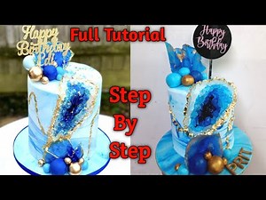 Geode Cake Tutorial | How To Create A Crystal Geode Cake | Lovely Blue Geode Cake With Rice Paper