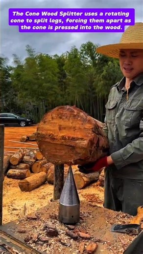 Cone Wood Splitter in Action: Effortless Log Splitting!