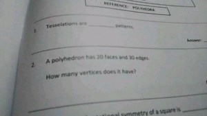 Tesselations are _ patterns.A polyhedron has 20 faces and 30 ... | Filo