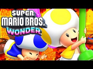 Super Mario Bros. Wonder Walkthrough Part 6 - Deep Magma Bog 100% - Yellow Toad & Blue Toad Gameplay