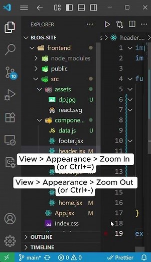 Adjusting the zoom level of the VS Code UI