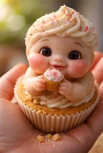 Baby Shaped Cupcake Eating a Tiny Cupcake 😍🧁