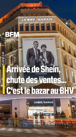 BFM Business on Instagram: "Shein, chute des ventes, rachat des murs… C'est le bazar au BHV 🛍️ Les salariés du BHV Marais sont dans le flou. D'après une source en interne, sans compter le corner Shein, les ventes auraient chuté de 70%. Un chiffre que conteste un proche de la direction. 🎙️ Pauline Tattevin"