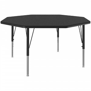 Correll 48" Octagon Black Granite 19" - 29" Adjustable Height Thermal-Fused Laminate Top Activity Table