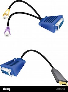 Computer and Technology, Illustration of VGA Monitor Cables or DVI Digital Video Interface to RCA and HDMI Cables  For Computer Stock Vector Image & Art - Alamy