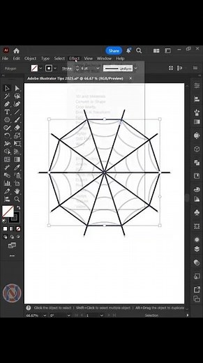 How to draw a simple Spider Web In Adobe Illustrator || illustrator tutorial 2025