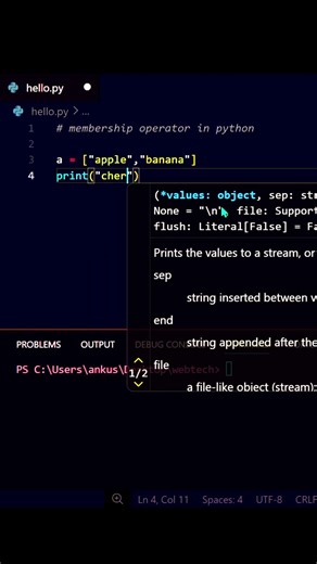 Membership Operators in Python Explained 📘#shorts #python