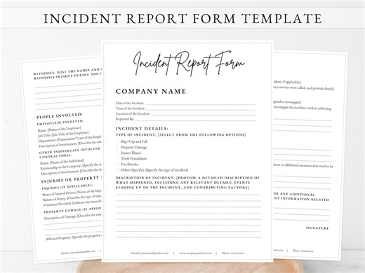 INCIDENT REPORT FORM, Editable Incident Log, Accident Report Form, Injury Report Template, Incident Reporting Sheet, Health and Safety Form - Etsy