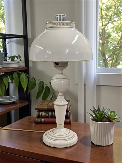 Vintage White & Gold Tole Metal Mushroom Lamp – Elegant Mid Century Modern Accent Lighting - Etsy