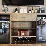 HSH Large Coffee Bar Cabinet with Wine Mini Fridge Space, Farmhouse Long Liquor Cooler Cabinets with Drawer Storage Rack, Modern Wood Metal Big Sideboard Buffet for Kitchen Dining Room, Gray, 70 Inch