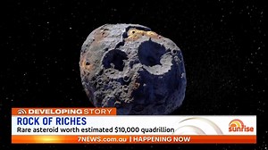 15K views · 44 reactions | NASA is keeping a close eye on an extremely rare asteroid worth an estimated $10,000 quadrillion. The cosmic rock, which is currently orbiting between Mars and Jupiter, gets its hefty price tag because it's an estimated 225km in diameter and made mostly of valuable metal. More on this story: https://7news.link/31RKq0k | Sunrise | Facebook