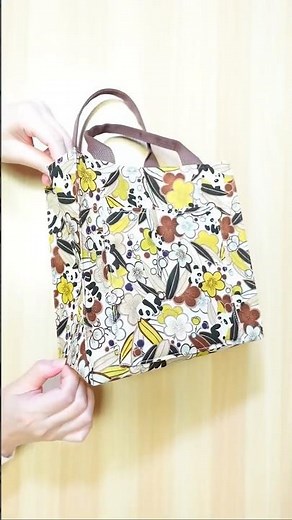How to make a square tote bag | Paper bag type | Lined | Gusseted | Pockets #meoTube_Craft #shorts