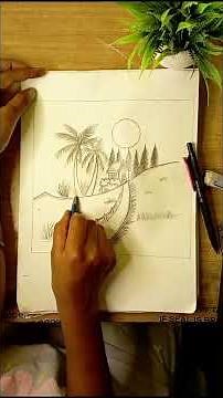 how to draw a easy scenery 😇#youtubeshorts #drawing #art #sketch #scenery 😍😍😇