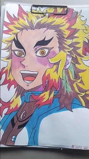 How to draw rengoku colour full drawing 🎨 #anime #art #adiaava